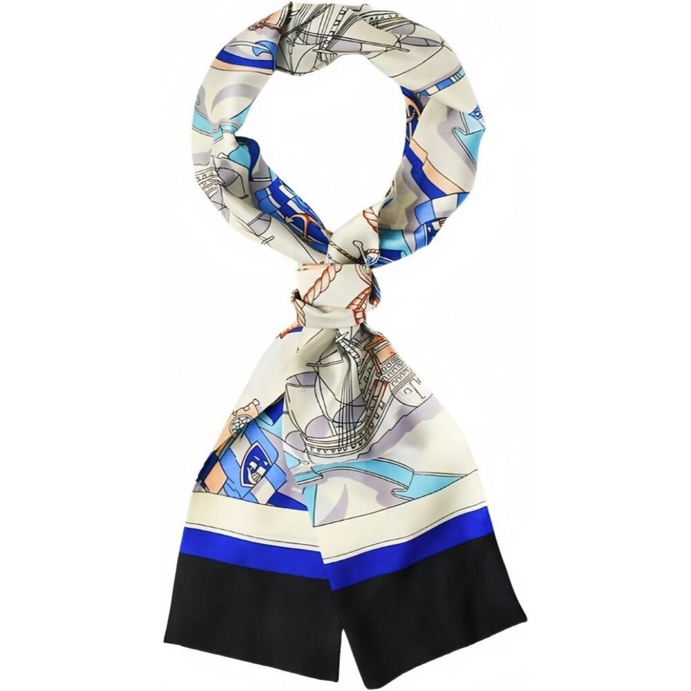 Women white Purse Handbags Satin Scarf  Lightweight Fashion Silk Neck Tie Scarf